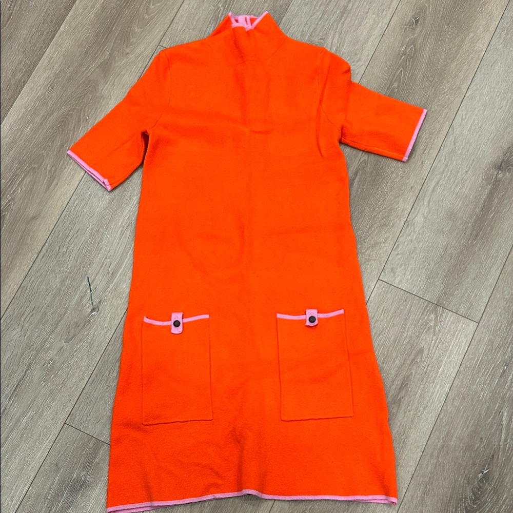 Vibrant Orange Dress with Pink Accents